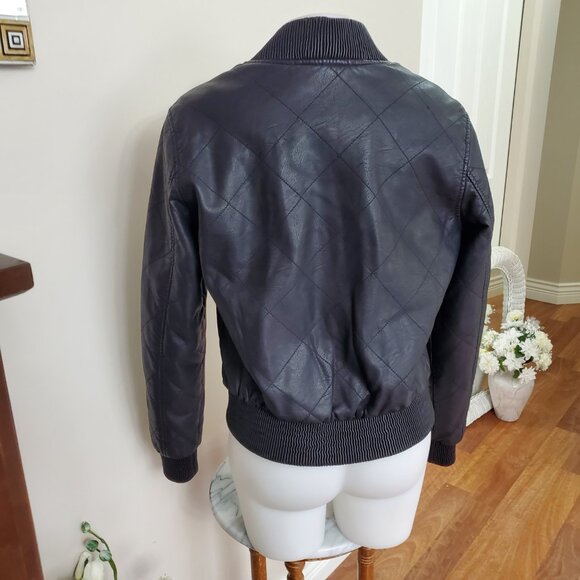 RD  Style Faux Leather Bomber Jacket fits sz Large - Picture 3 of 9